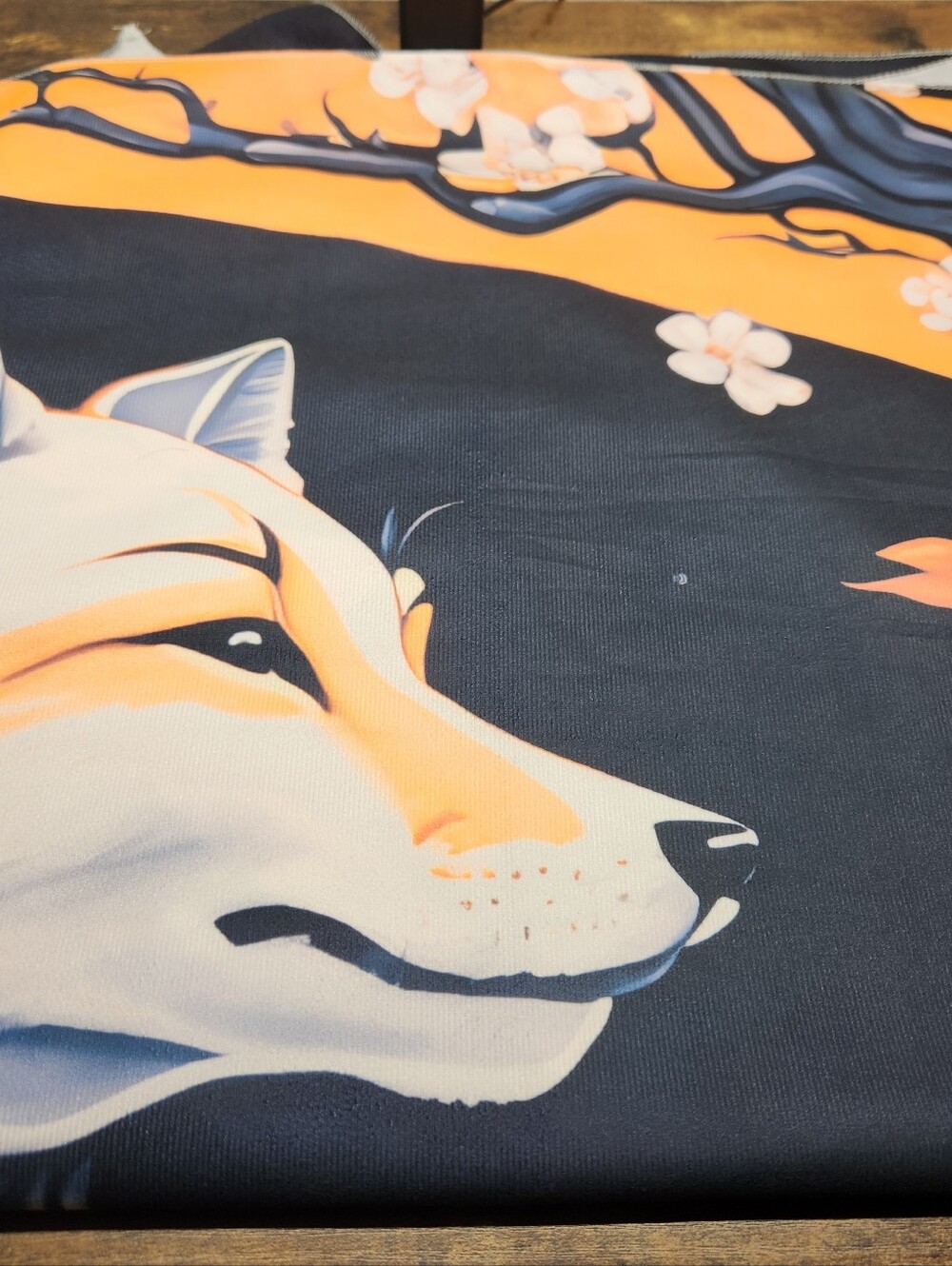 Floral Fox Print Tapestry Navy and Orange